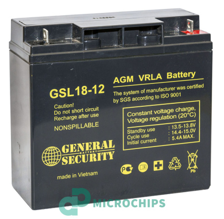 Купить Аккумулятор General Security GSL 18-12 (AGM, 18Ah) Аккумулятор General Security GSL 18-12 (AGM, 18Ah)