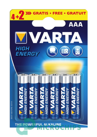 Батарейка VARTA High Energy LR03/AAA 6BP (4+2шт)