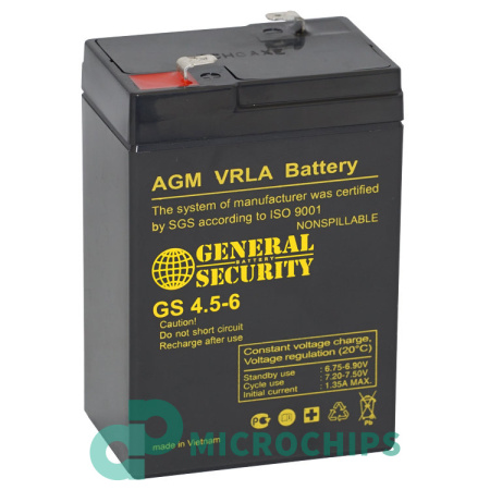 Купить Аккумулятор General Security GS 4.5-6 (AGM, 4.5Ah) Аккумулятор General Security GS 4.5-6 (AGM, 4.5Ah)