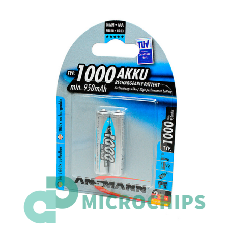 Аккумулятор Ansmann AAA-1000 Professional AAA (NiMH, 1000mAh) 2BP Аккумулятор Ansmann AAA-1000 Professional AAA (NiMH, 1000mAh) 2BP