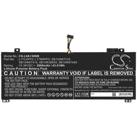 Аккумулятор для Lenovo xiaoxin Air 13 (L17C4PF0) 2800mah