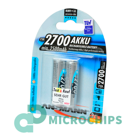 Аккумулятор Ansmann AA (NiMH, 2700mAh, 1.2V) 2BP Аккумулятор Ansmann AA (NiMH, 2700mAh, 1.2V) 2BP