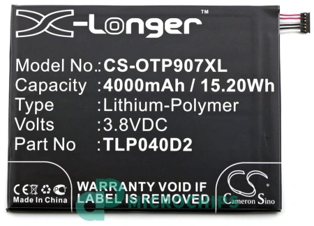 Аккумулятор для Alcatel One Touch Pixi 7 9007T 4000mAh