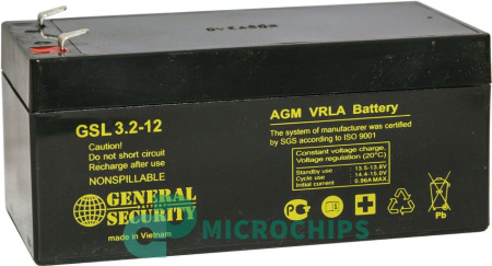 Аккумулятор General Security GSL 3.2-12 (AGM, 3.2Ah)