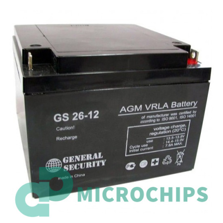 Купить Аккумулятор General Security GS 26-12 (AGM, 26Ah) Аккумулятор General Security GS 26-12 (AGM, 26Ah)