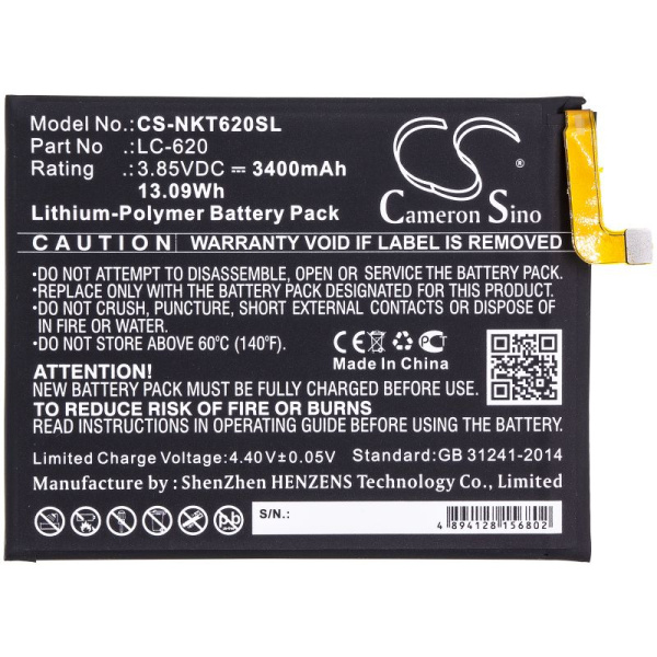 Аккумулятор для NOKIA 6.2 (LC-620) 3400mah