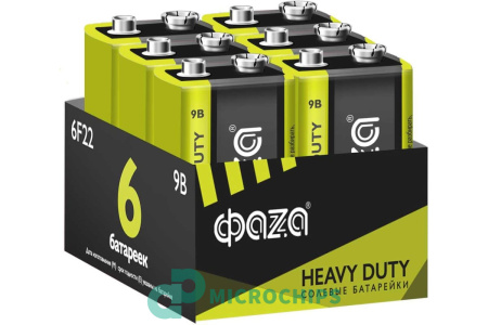 Батарейка Фаzа 6F22 9V 6S