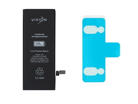 Аккумулятор Vixion для Apple iPhone 6, усиленная 2200мАч, с монтажным скотчем