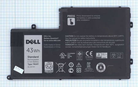 Аккумулятор (батарея) TRHFF для ноутбука Dell Inspiron 15-5547, 11.1V, 43Vт, 3800mAh, черный (оригинал)