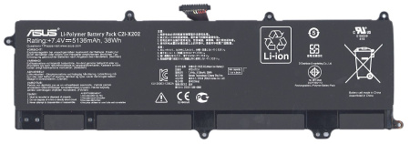Аккумулятор (батарея) для ноутбука Asus VivoBook S200 (C21-X202) 5100mAh, 7.4V (оригинал)