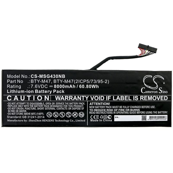 Аккумулятор для MSI GS40, GS43, Terrans Force S4 (BTY-M47) 8000mah