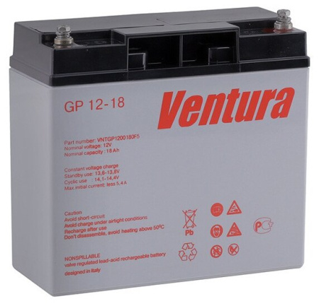 Тяговый аккумулятор Ventura GPL12-18 (AGM, 18Ah, 12V)
