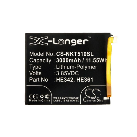 Аккумулятор для Casper VIA P3, Nokia 5.1 Plus, 6.1 Plus, 7.1 (HE342) 3000mAh