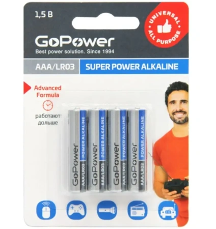 Купить Батарейка GoPower LR03/AAA 4BP Батарейка GoPower LR03/AAA 4BP
