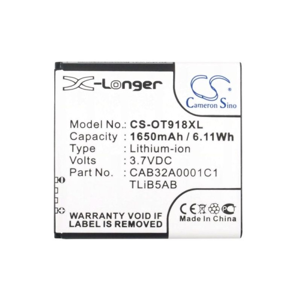 Аккумулятор для Alcatel OneTouch 991, 992, 6010D 1650mah