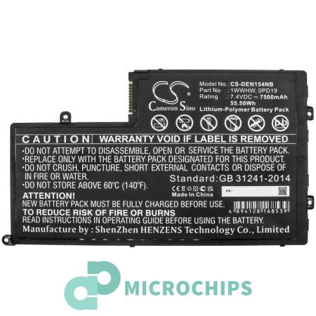 Аккумулятор для Dell Vostro 14-5480D, Latitude 14 3450, Inspiron 5543 серии (1WWHW) 7500mah