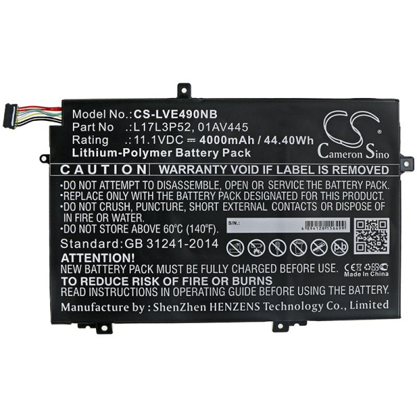 Аккумулятор для Lenovo ThinkPad E485, E490, E590 4000mAh