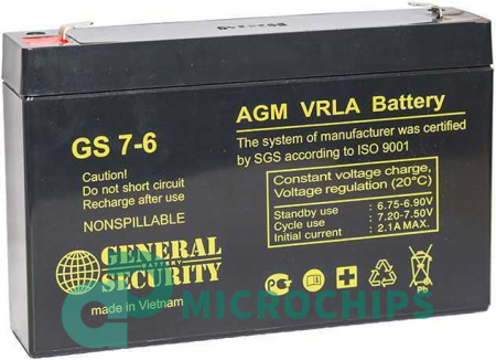 Аккумулятор General Security GSL 7-6 (AGM, 7Ah)