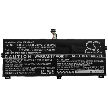 Аккумулятор для Lenovo ThinkPad X390 Yoga серии (L18L3P72) 4100mAh