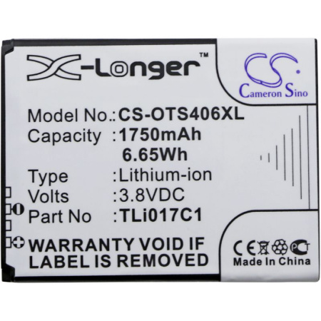 Аккумулятор для Alcatel OneTouch 5017D, GreatCall Jitterbug Flip (TLi017C1) 1750mah