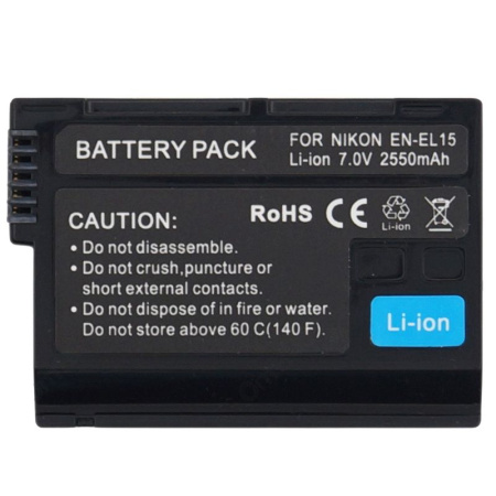 Аккумулятор EN-EL15 для камеры Nikon D750, D7000, D7100, D600, D800, D610, D7200, D810, D800E, 1 V1, D500, 2550мАч