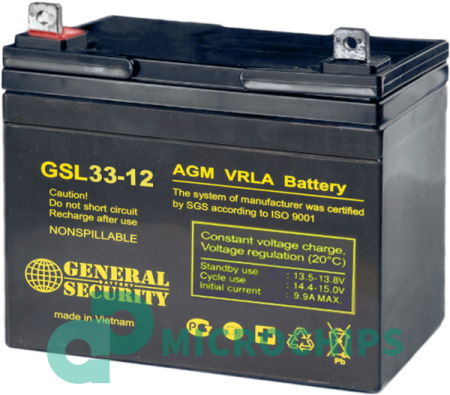 Аккумулятор General Security GSL 33-12 (AGM, 33Ah)