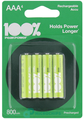 Аккумулятор PeakPower AAA (NiMH, 800mAh) 4BP