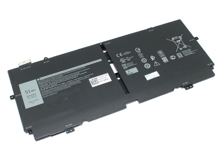 Аккумулятор (батарея) 52TWH для ноутбука Dell XPS 13 7390 2-in-1, 7.6V, 51Vт, 6500mAh