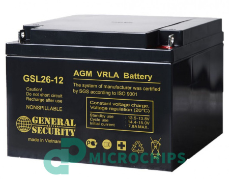 Аккумулятор General Security GSL 26-12 (AGM, 26Ah)