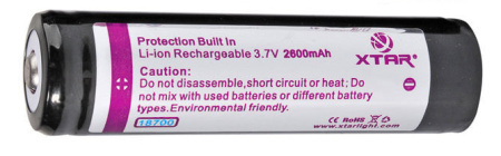 Аккумулятор XTAR 18700 (Li-ion, 2600mAh, 3.7V)