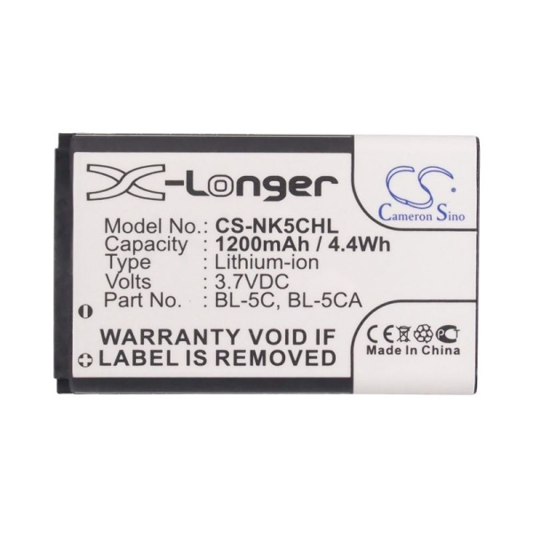 Аккумулятор для Nokia BL-5C BL-5CA, BL-5CB, BL-5CV 1200mah