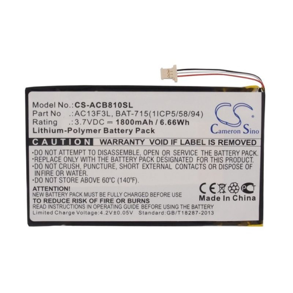 Аккумулятор для Acer Iconia Tab B1-A71 1800mah