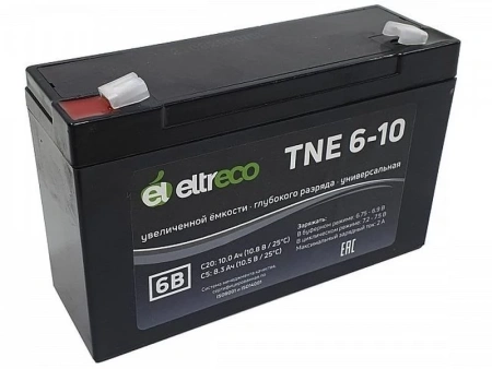 Тяговый аккумулятор Eltreco TNE6-10 (AGM, 10Ah, 6V)