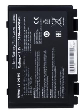 Аккумулятор (батарея) для ноутбука Asus K40, F82 (A32-F82), 11.1V, 5200mAh, черный (OEM)