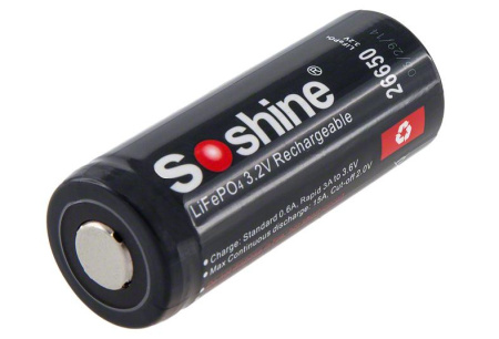 Аккумулятор Soshine 26650 (LiFePO4, 3.2Ah, 3.2V)