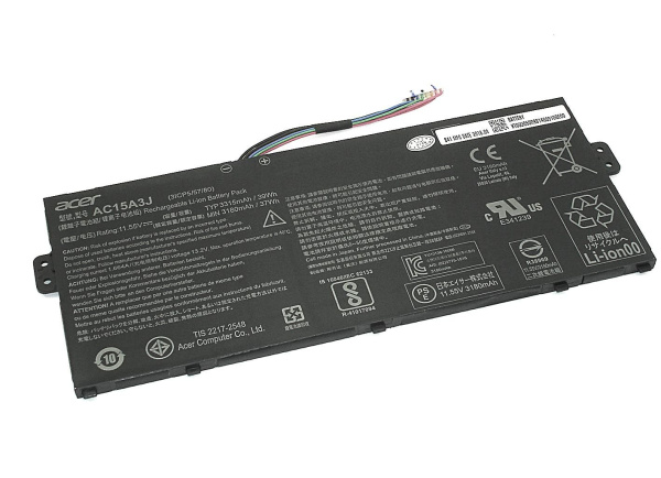 Аккумулятор (батарея) AC15A3J для ноутбука Acer ChromeBook 11, 11.55V, 3315mAh, черный (оригинал)