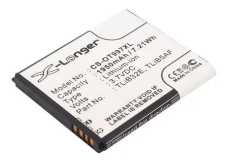 Аккумулятор CS-OT997XL для Alcatel One Touch 997, 997D, 5035, 3.7В 1950мАч
