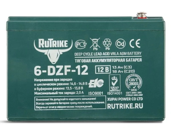 Купить Тяговый аккумулятор RuTrike 6-DZF-12 (GEL, 13Ah, 12V) Тяговый аккумулятор RuTrike 6-DZF-12 (GEL, 13Ah, 12V)