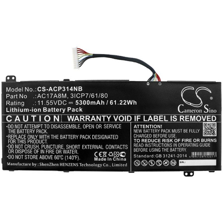 Купить Аккумулятор для ноутбуков Acer Spin 3 (SP314-52), TravelMate X3410 (AC17A8M) 5300mah Аккумулятор для ноутбуков Acer Spin 3 (SP314-52), TravelMate X3410 (AC17A8M) 5300mah