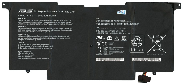 Купить Аккумулятор (батарея) для ноутбука Asus UX31A (C22-UX31) 6840mAh, 7.4V (оригинал) Аккумулятор (батарея) для ноутбука Asus UX31A (C22-UX31) 6840mAh, 7.4V (оригинал)