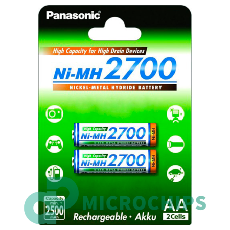 Аккумулятор Panasonic Ni-MH 2700 АА (NiMH, 2500mAh) 2BP Аккумулятор Panasonic Ni-MH 2700 АА (NiMH, 2500mAh) 2BP