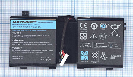 Аккумулятор (батарея) 2F8K3 для ноутбука Dell Alienware M17x R5, 5800mAh, 14.4V, черный (оригинал)