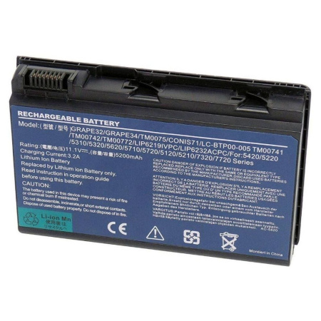 Аккумулятор (батарея) для ноутбука Acer TravelMate TM00741, 7520 (GRAPE32), 11.1V, 5200mAh, черный (OEM)