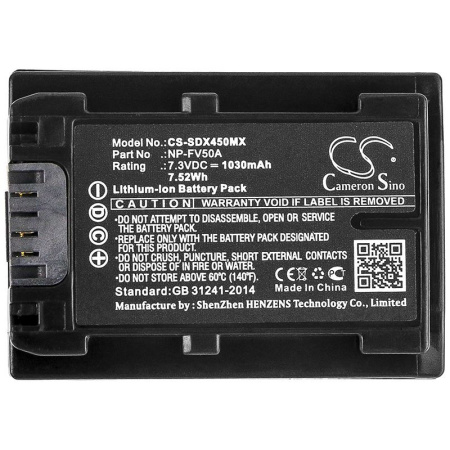 Аккумулятор для Sony FDR-AX33, HDR-CX450 (NP-FV50A) 1030mAh