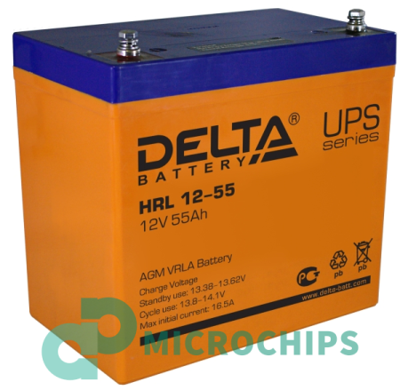 Аккумулятор Delta HRL 12-55 (AGM, 55Ah)