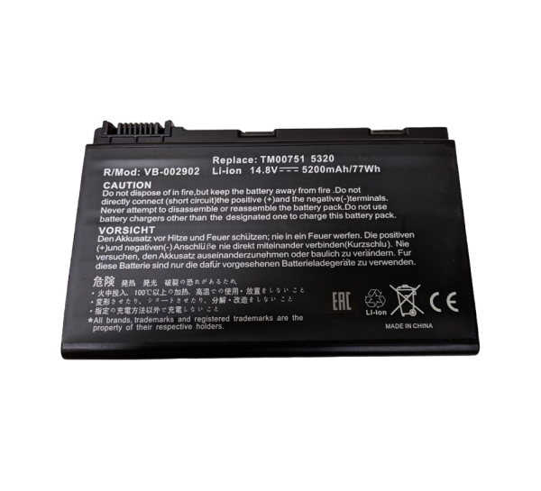 Аккумулятор (батарея) для ноутбука Acer Extensa 5200, 5600, TM 5300, 5700, 14.8V, 5200mAh, черный (OEM)