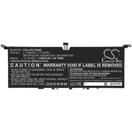 Аккумулятор для Lenovo IdeaPad 730S 13, Yoga S730-13IWL серии (L17C4PE1) 2650mAh