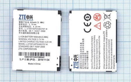 Аккумулятор Li3710T42P3h483757 для ZTE E810 ZTE F450, 3.7В 3.33Wh
