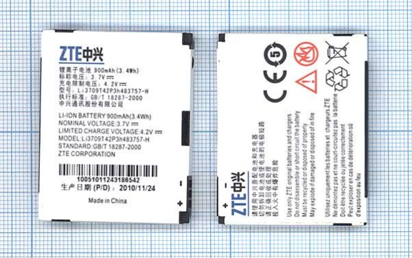 Аккумулятор Li3710T42P3h483757 для ZTE E810 ZTE F450, 3.7В 3.33Wh