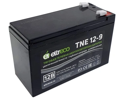 Тяговый аккумулятор Eltreco TNE12-9 (AGM, 9Ah, 12V)